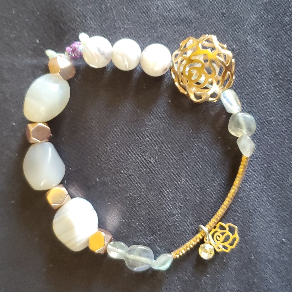 Beautiful Genuine Gemstone adjustable bracelet 🌹s, agate, labradorite, MofP